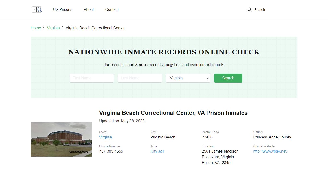 Virginia Beach Correctional Center, VA Prison Information